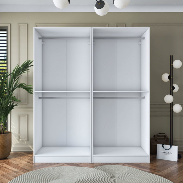 Hanah Home Armario Blanco con Estanterías Personalizables Hanah Home Armario Blanco con Estanterías Personalizables